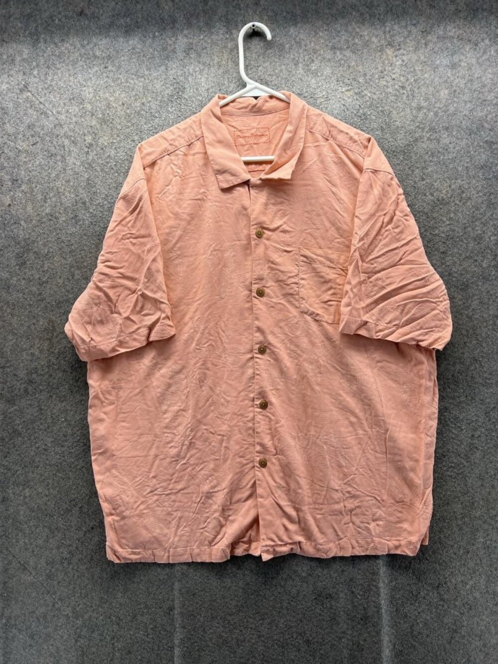 Tommy Bahama Shirt Men XL Pink Floral Silk Short Sleeve Button Up Casual Woven